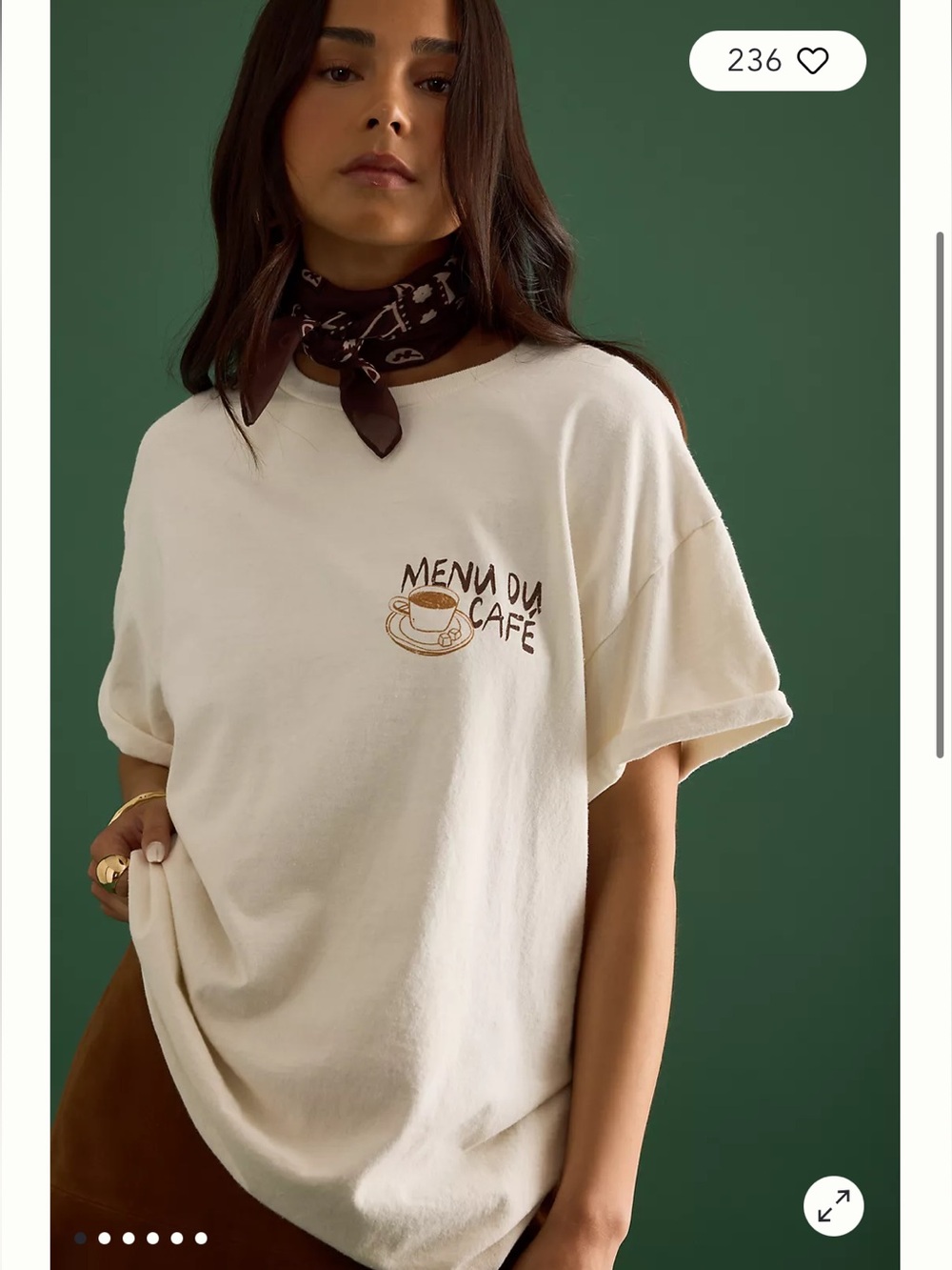 Anthropologie Cream 'Menu du Café' Short Sleeve Graphic Tee